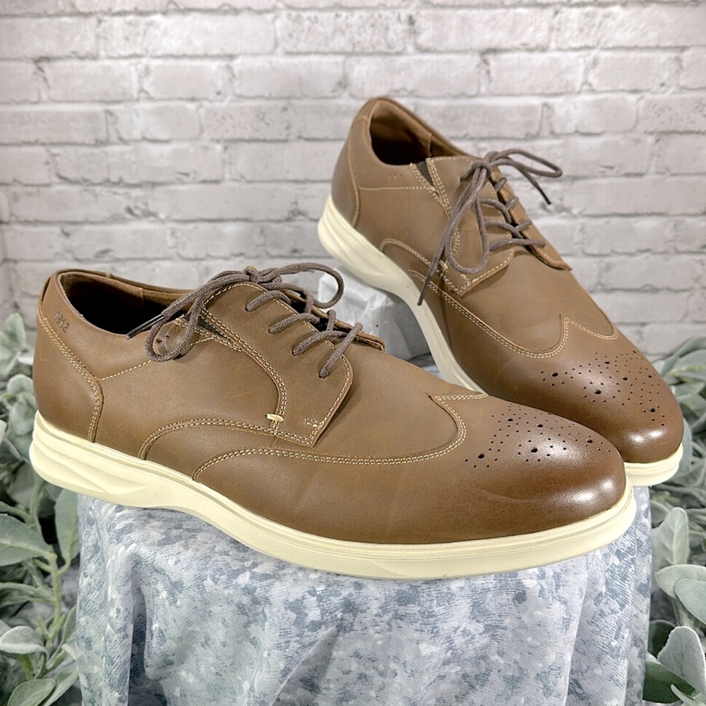 Nunn Bush 1912 Caramel Round Toe Wingtip Casual Dress Oxfords Mens 9.5M✨EUC✨